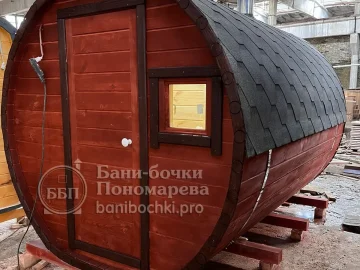 Баня-бочка 3 метра под ключ в Красноярске: печь с каменкой и баком на 40 литров