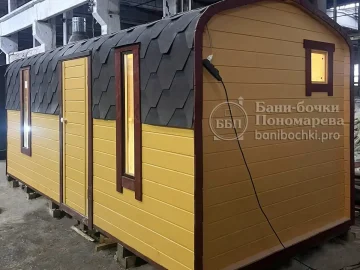 Баня-квадро 5м в ярком желтом цвете с винтажной проводкой, Красноярск