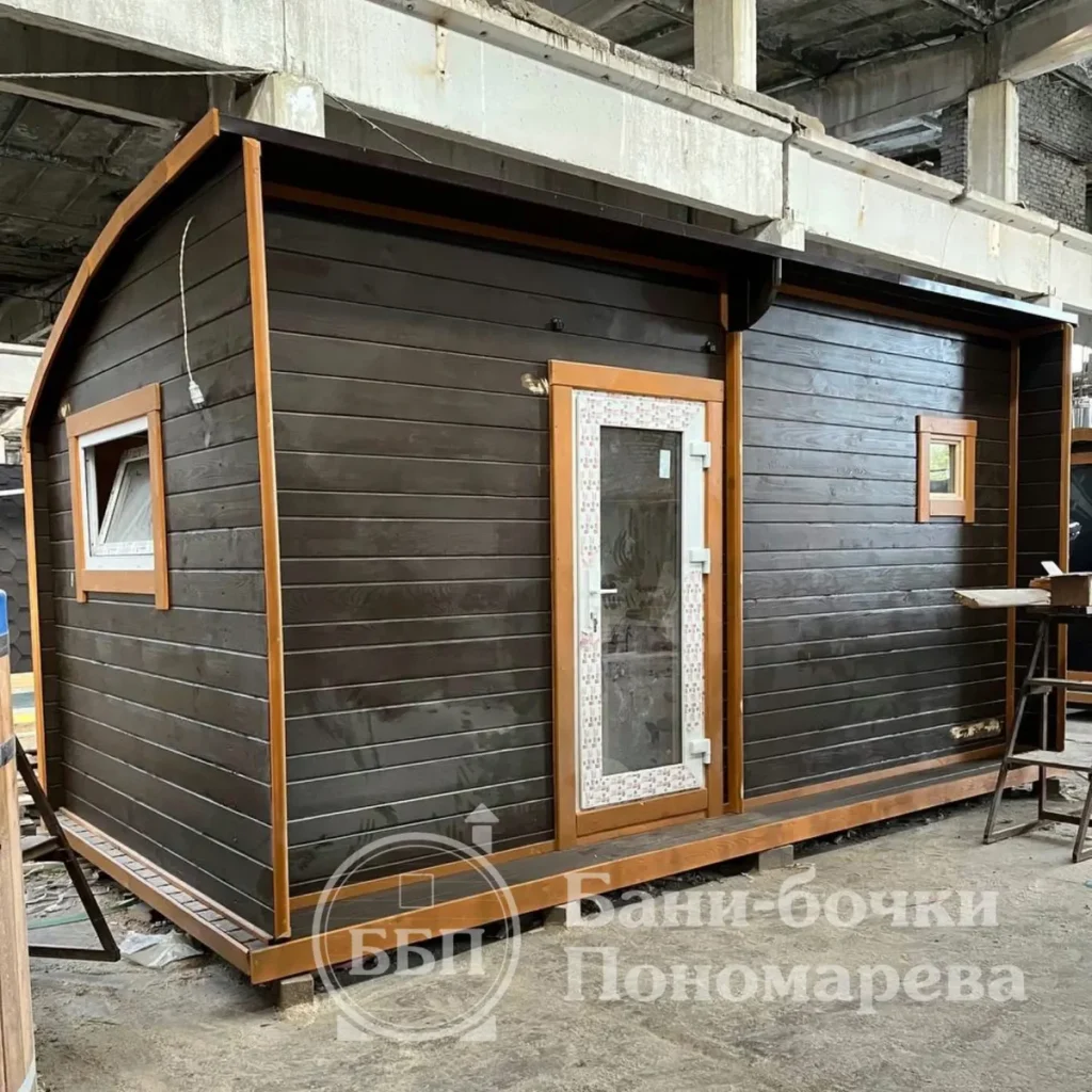 Баня «Парус» 5м в темно-коричневом цвете с винтажной электрикой, Красноярск