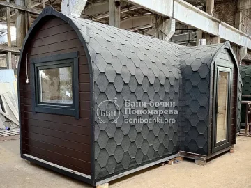 Элегантная баня «Викинг» 6м в темно-коричневом цвете с тамбуром, Красноярск