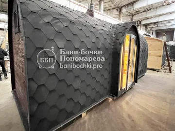 Баня «Викинг» 6м с боковым панорамным входом и помывочной, Красноярск